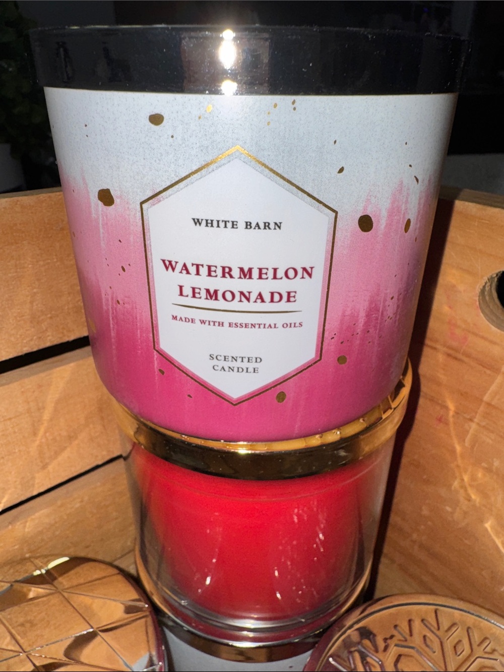 White Barn Watermelon Lemonade Candle - Pink and Red Glass